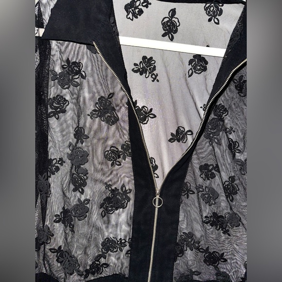 Black Rosette Mesh Jacket - Picture 2 of 4